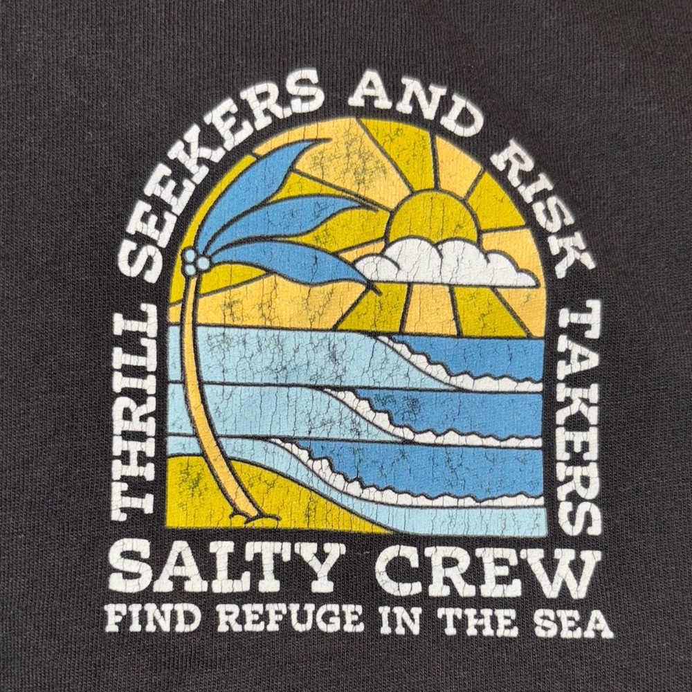 Salty Crew retro Black Graphic tee T shirt L